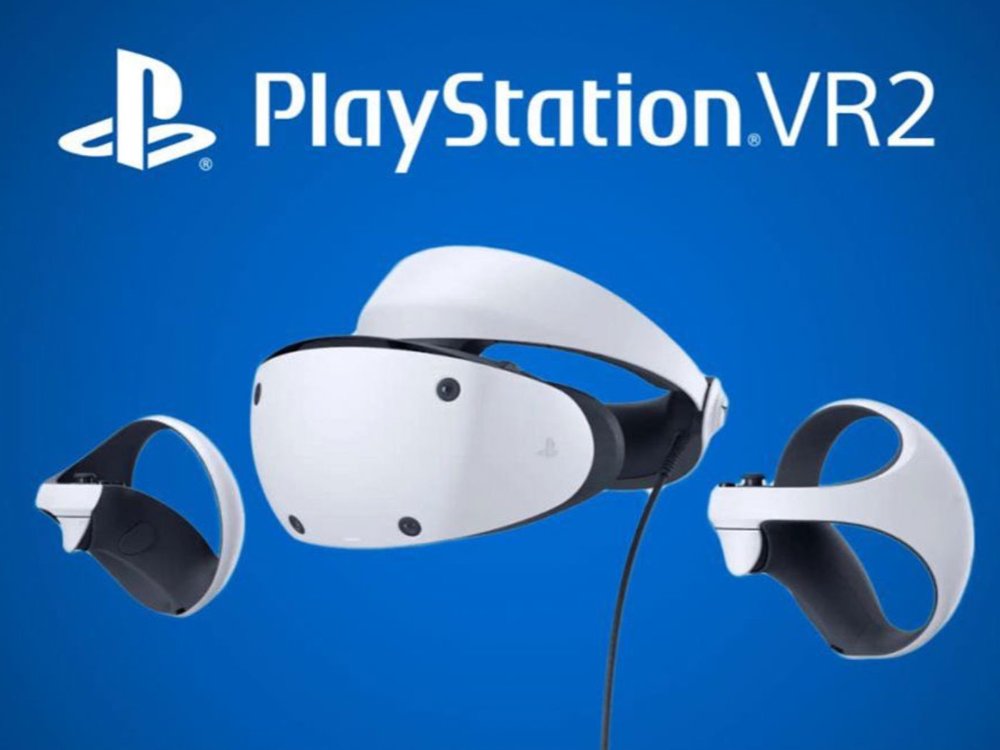 le casque de réalité virtuelle PS5 VR2 sur fond bleu